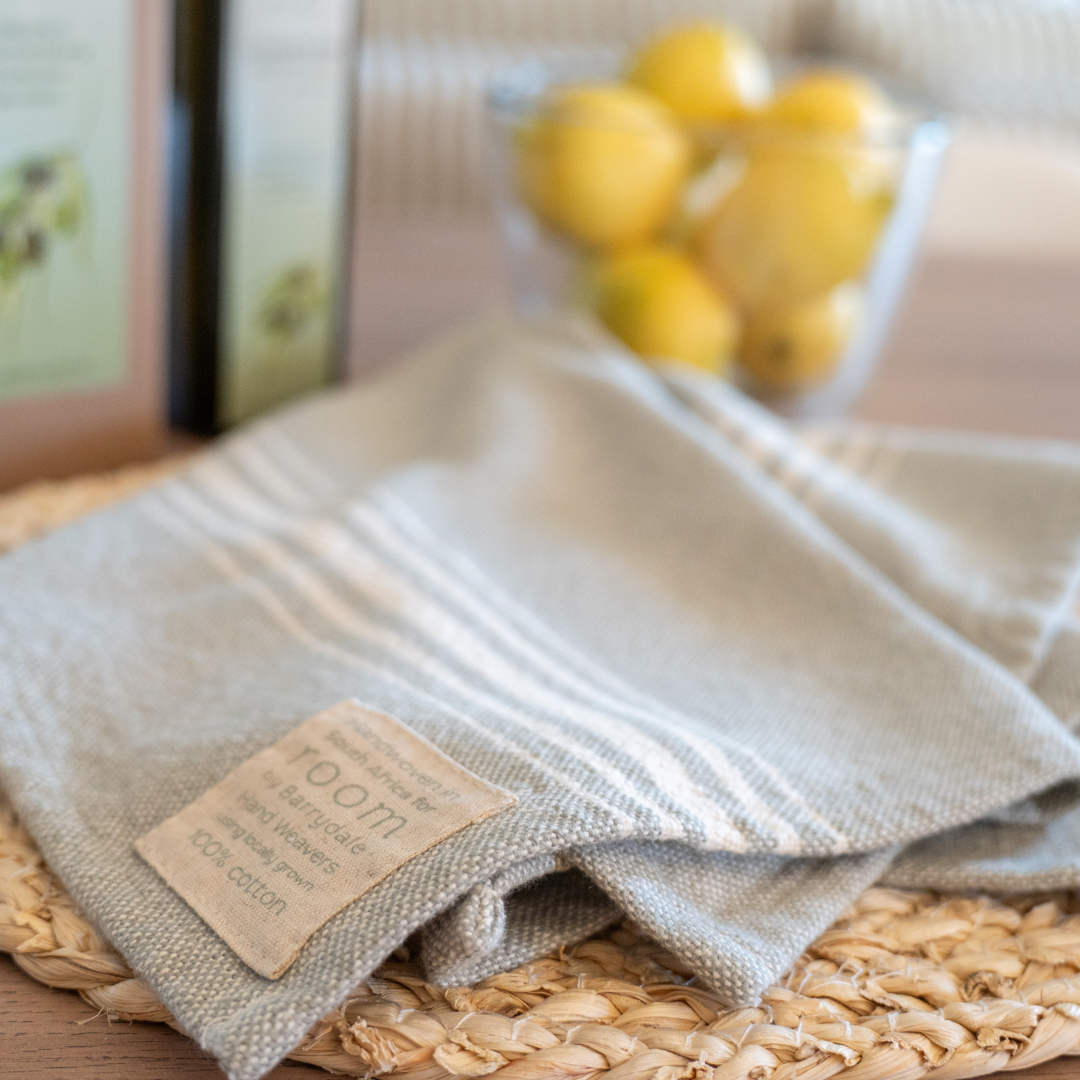 Green/Grey 100% Cotton Tea Towel