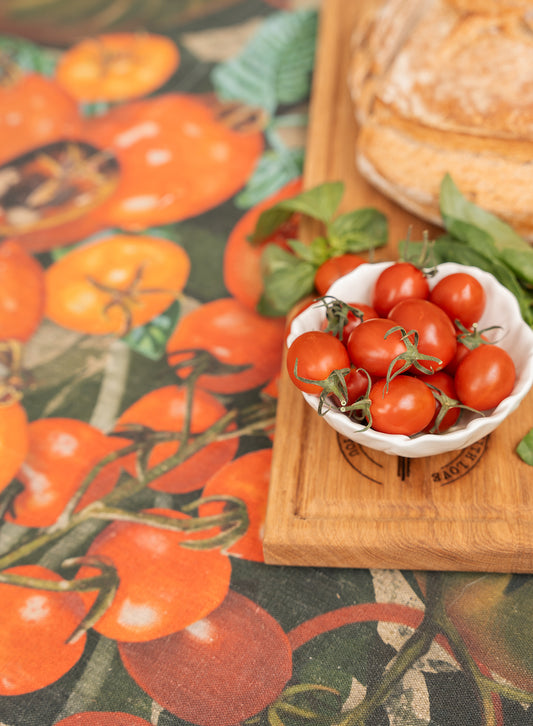 Linen Tomato & Wild Basil Tablecloth (Pre-order)