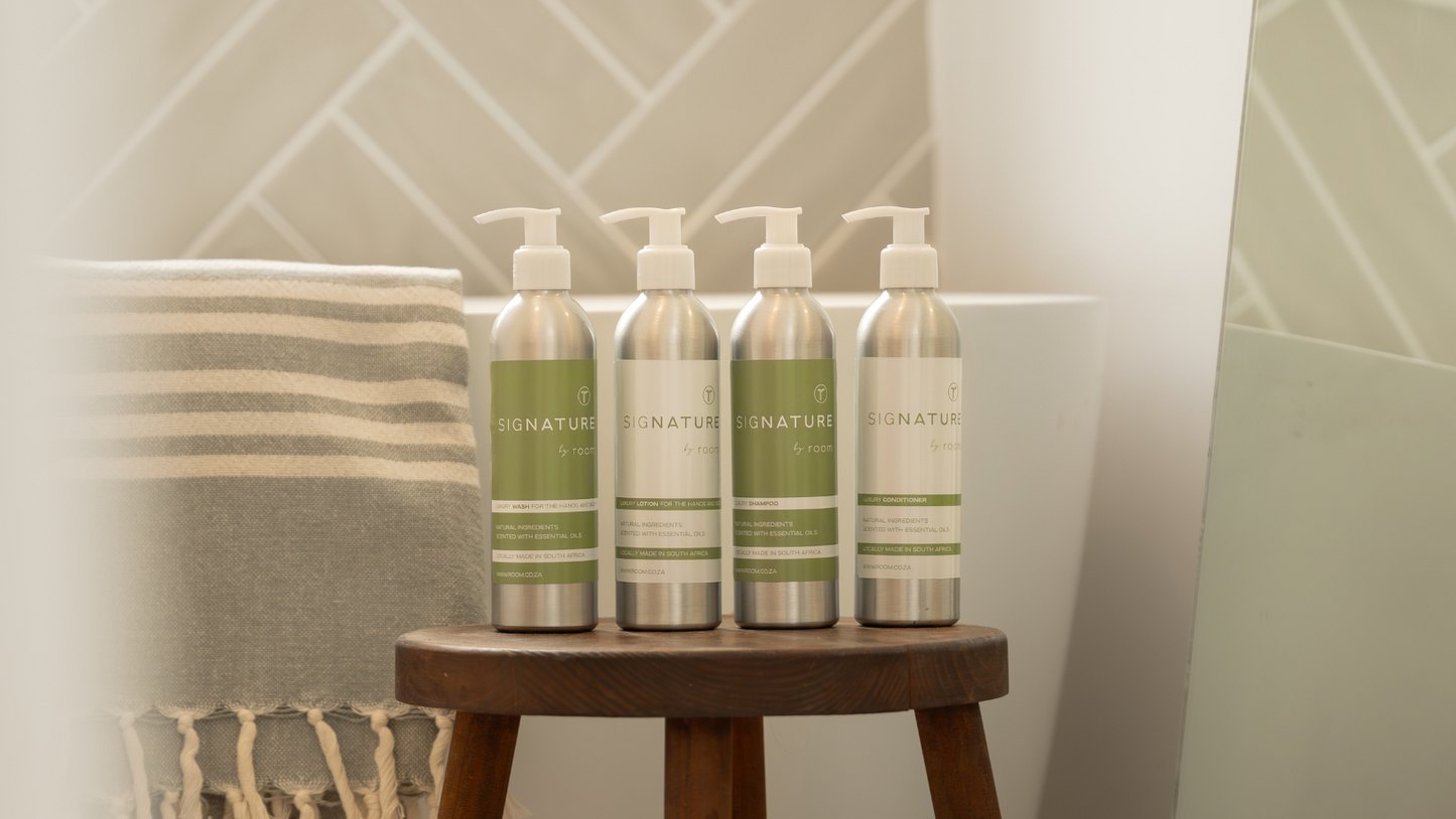 Luxurious natural lotion from The Room Key’s sigNATURE range, locally created with pure essential oils. Free from SLS, parabens, and palm oil — a natural scent that lingers like a fine perfume.