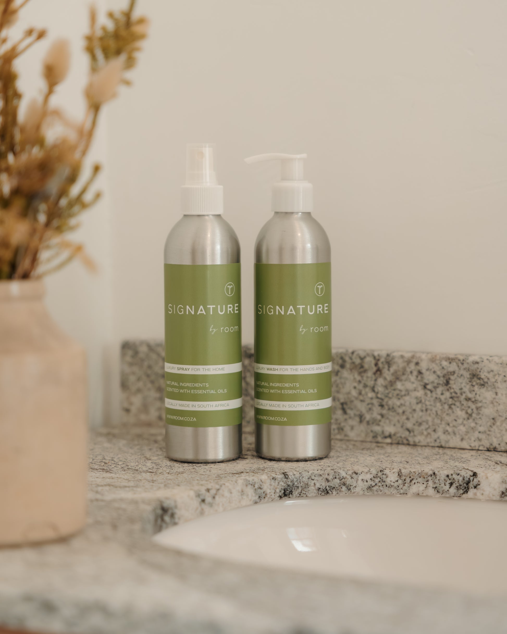 sigNATURE Room Spray and Wash duo, naturally fragranced with essential oils like Neroli and Vetiver. A luxurious, locally made pairing that gently cleanses and refreshes — free from SLS, parabens, palm oil, and synthetic chemicals.