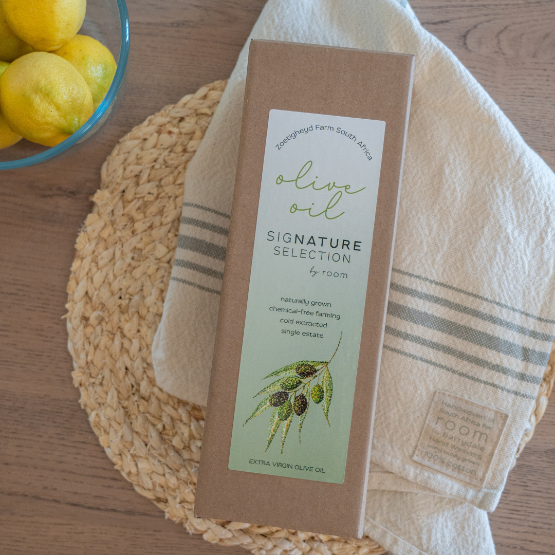 SigNATURE Olive Oil & Handwoven Cotton Dish Towel Set (Cream)