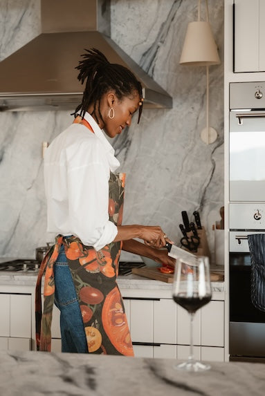 Linen Apron, Tomato & Basil Art Print