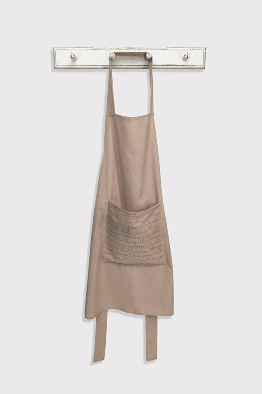 Natural Linen Apron, with room signature writing on pocket