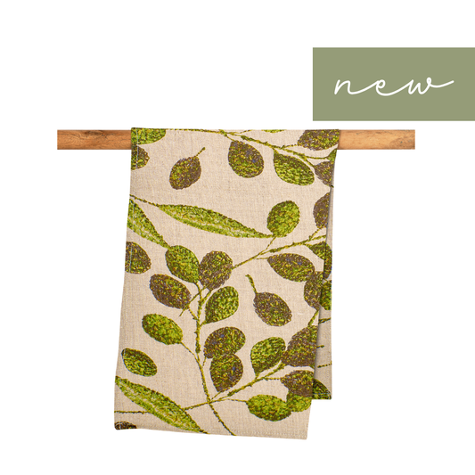 Olive Linen Tea Towel