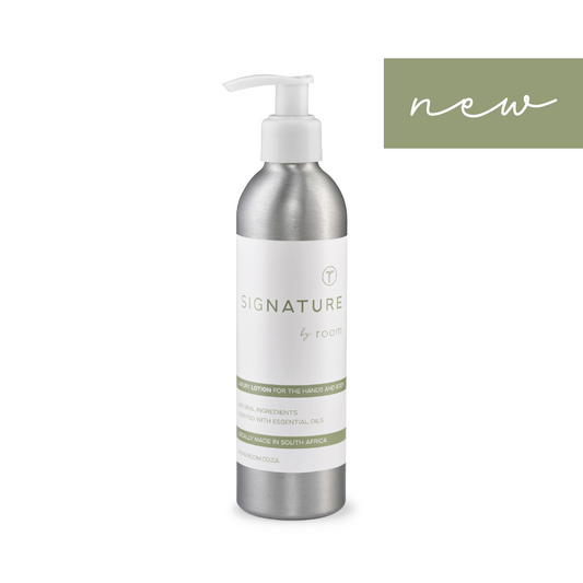 Luxurious natural lotion from The Room Key’s sigNATURE range, locally created with pure essential oils. Free from SLS, parabens, and palm oil — a natural scent that lingers like a fine perfume.