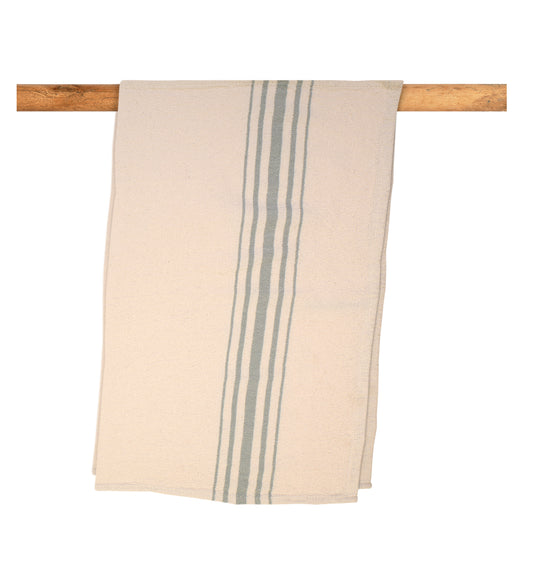 100% Cotton Handwoven Dish Towel, Cream/Green Stripe
